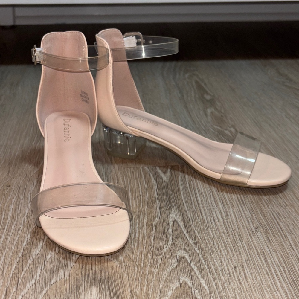 Girls Clear Strap Beige Heels